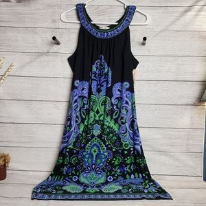 NWT Dress Barn Halter‎ Shift Green Purple Women's Dress 12